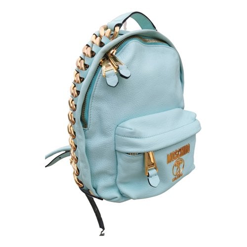 Pre-owned Moschino Leather Backpack In Blue