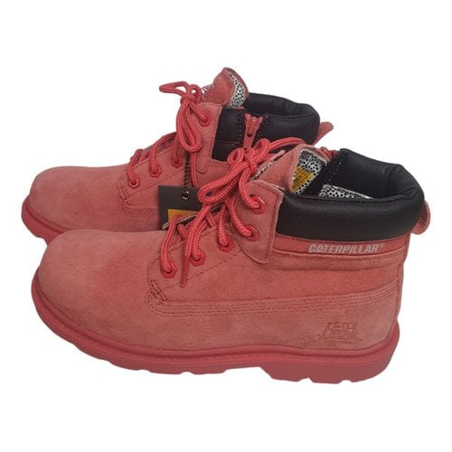 Pre-owned Caterpillar Leather Ankle Boots In Pink