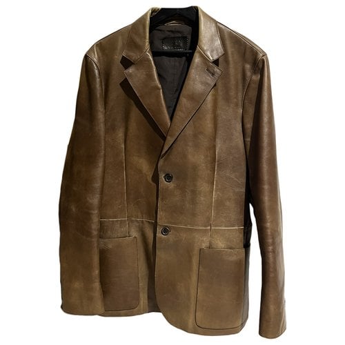 Pre-owned Prada Leather Jacket In Brown