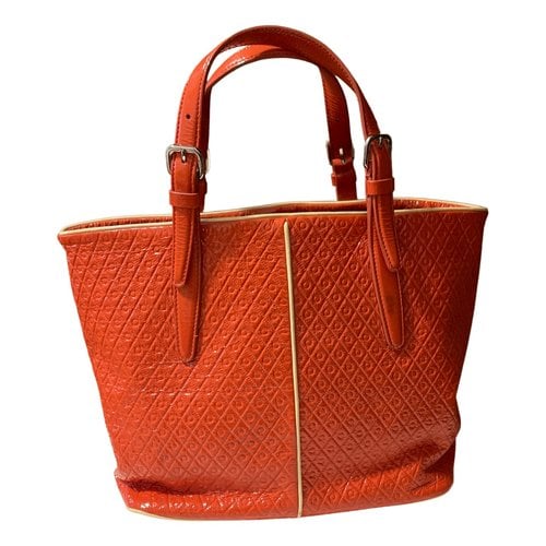 Pre-owned Tod's Patent Leather Tote In Orange