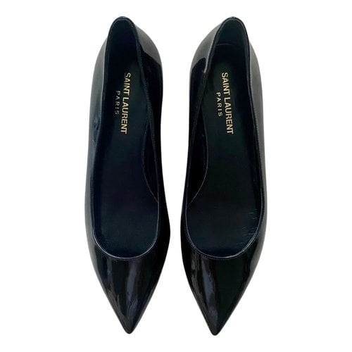 Pre-owned Saint Laurent Patent Leather Ballet Flats In Black