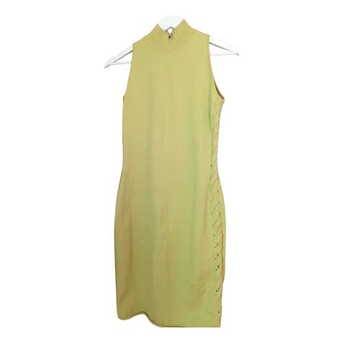 Pre-owned Versace Wool Mid-length Dress In Yellow
