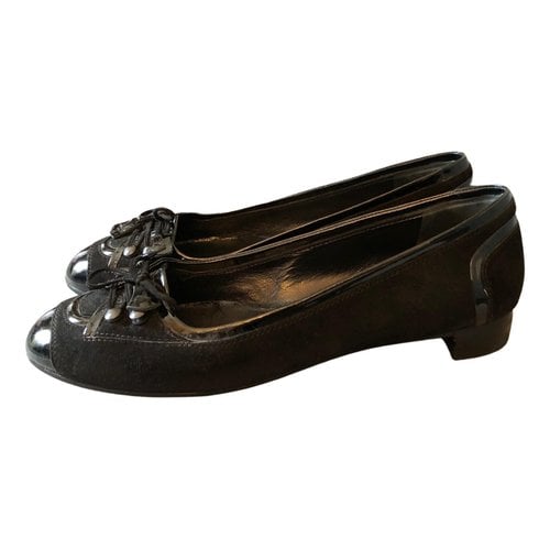 Pre-owned Fratelli Rossetti Patent Leather Ballet Flats In Black