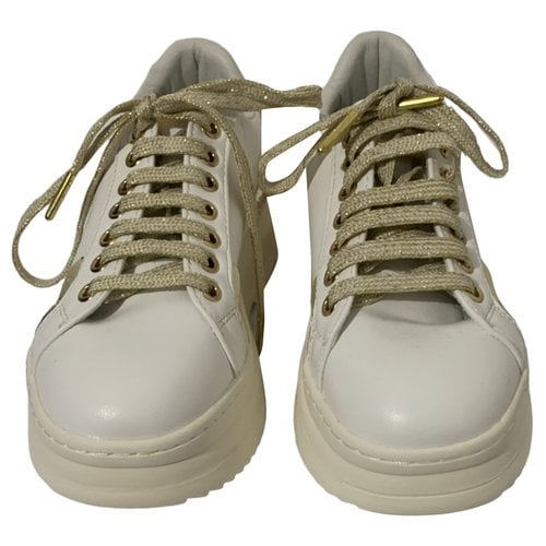 Pre-owned Fracomina Leather Trainers In White