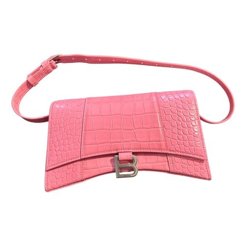 Pre-owned Balenciaga Hourglass Leather Handbag In Pink