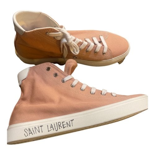 Pre-owned Saint Laurent Cloth Trainers In Pink