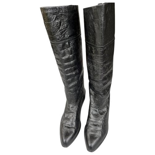 Pre-owned Pollini Leather Boots In Black