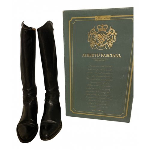 Pre-owned Alberto Fasciani Leather Riding Boots In Black