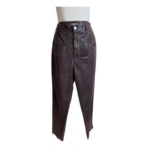 Pre-owned Closed Leather Trousers In Burgundy