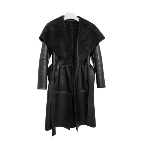 Pre-owned Balenciaga Leather Coat In Black