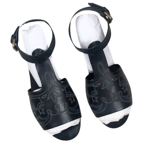 Pre-owned The Great Leather Sandals In Black