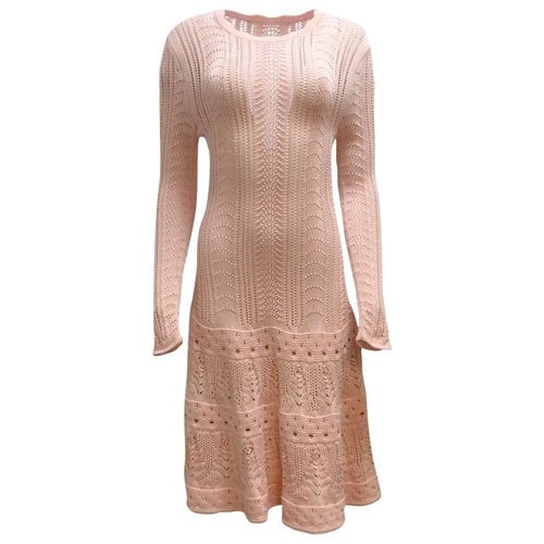 Pre-owned Carolina Herrera Wool Mid-length Dress In Pink