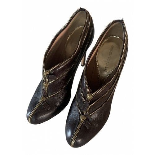 Pre-owned Emporio Armani Leather Heels In Brown