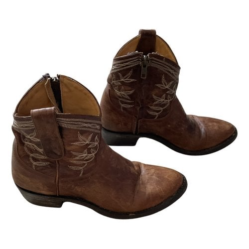 Pre-owned Mexicana Leather Ankle Boots In Camel