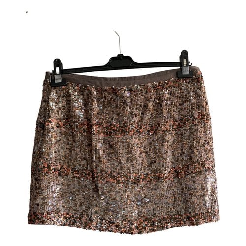 Pre-owned Berenice Glitter Mini Skirt In Gold