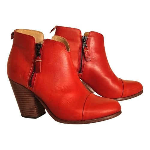 Pre-owned Rag & Bone Leather Ankle Boots In Red