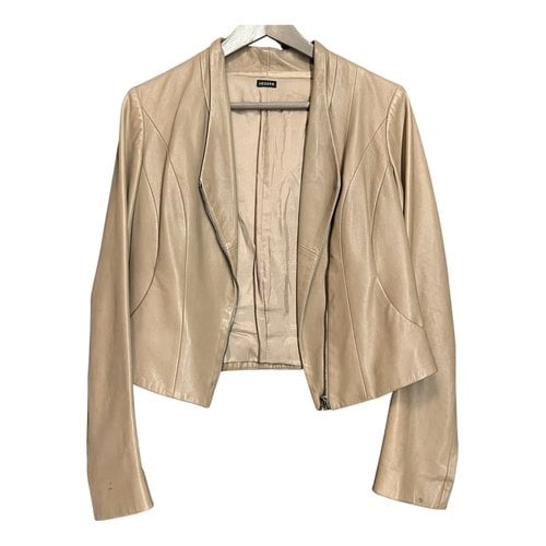 Pre-owned Joseph Leather Jacket In Beige