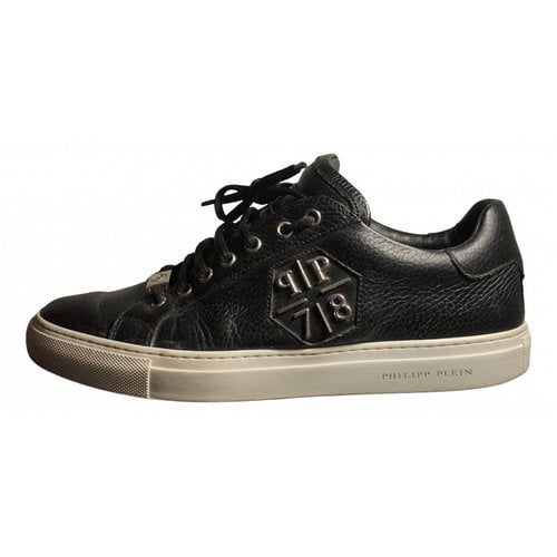 Pre-owned Philipp Plein Lo-top Leather Low Trainers In Black