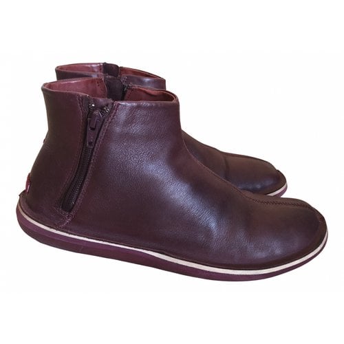 Pre-owned Camper Leather Boots In Burgundy