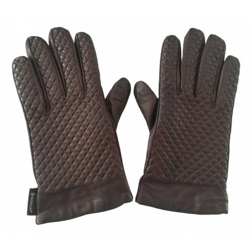 Pre-owned Moncler Leather Gloves In Brown
