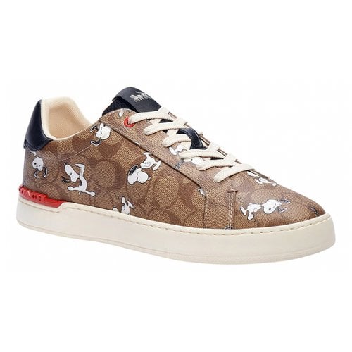 Pre-owned Coach Leather Trainers In Khaki