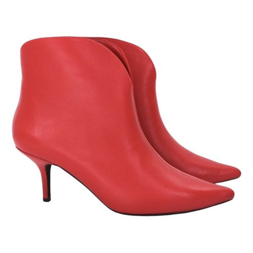 Pre-owned Anine Bing Leather Ankle Boots In Red