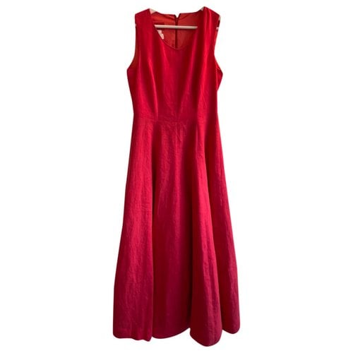 Pre-owned Kenzo Linen Maxi Dress In Red