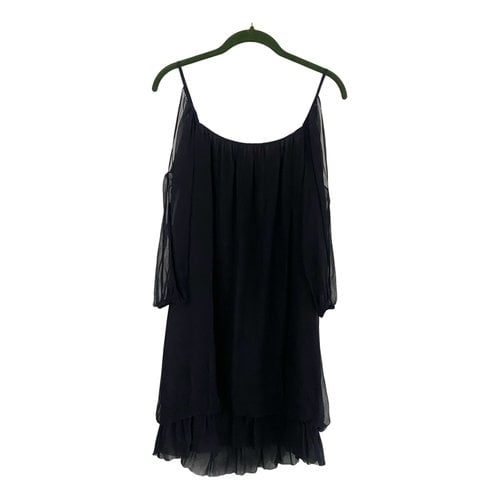 Pre-owned Miguelina Silk Mini Dress In Black