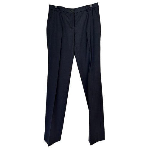 Pre-owned Dolce & Gabbana Wool Straight Pants In Navy