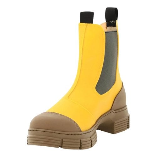 Pre-owned Ganni Ankle Boots In Yellow