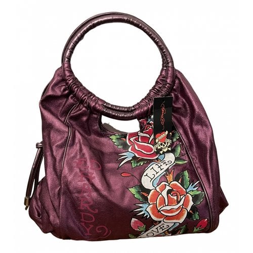 Pre-owned Ed Hardy Cloth Tote In Purple