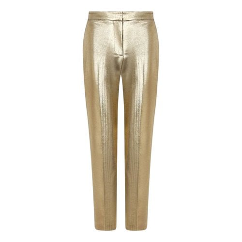 Pre-owned Alexander Mcqueen Silk Straight Pants In Gold
