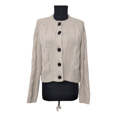 Pre-owned Ganni Wool Cardigan In White