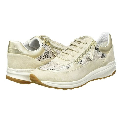 Pre-owned Geox Leather Trainers In Beige