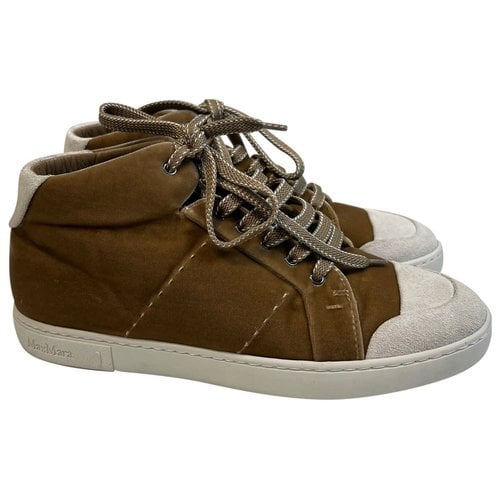 Pre-owned Max Mara Cloth Trainers In Brown