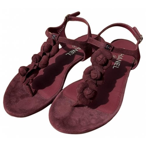 Pre-owned Chanel Sandals In Burgundy