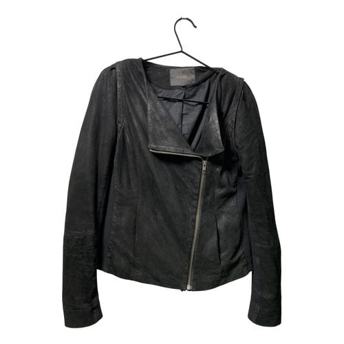 Pre-owned Maje Leather Jacket In Black