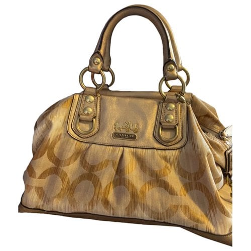 Pre-owned Coach Cloth Satchel In Gold