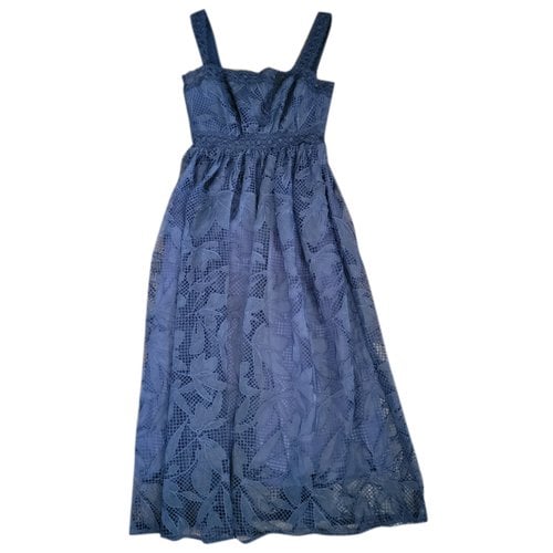 Pre-owned Monique Lhuillier Lace Maxi Dress In Blue