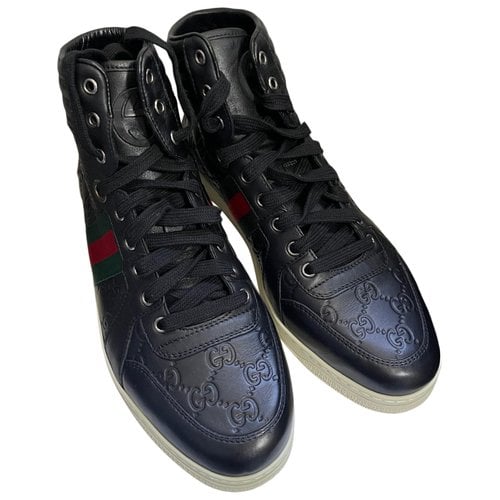 Pre-owned Gucci Trainers In Black
