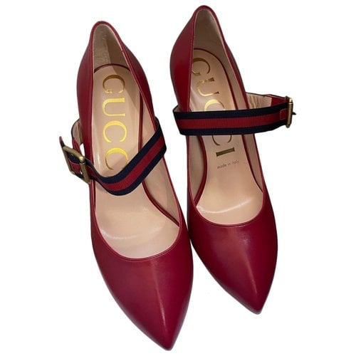 Pre-owned Gucci Leather Heels In Red