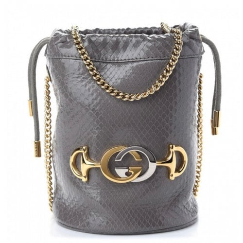 Pre-owned Gucci Exotic Leathers Crossbody Bag In Grey