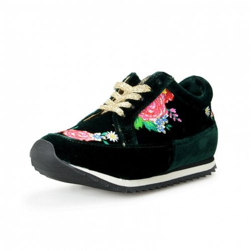 Pre-owned Charlotte Olympia Velvet Trainers In Black