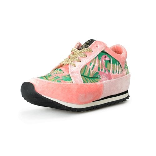 Pre-owned Charlotte Olympia Velvet Trainers In Pink