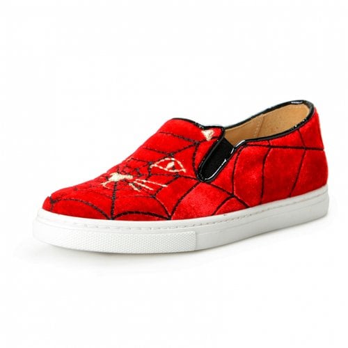 Pre-owned Charlotte Olympia Velvet Trainers In Red