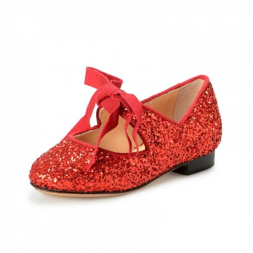 Pre-owned Charlotte Olympia Glitter Ballet Flats In Red