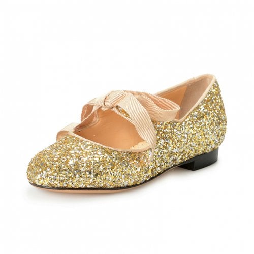 Pre-owned Charlotte Olympia Glitter Ballet Flats In Silver