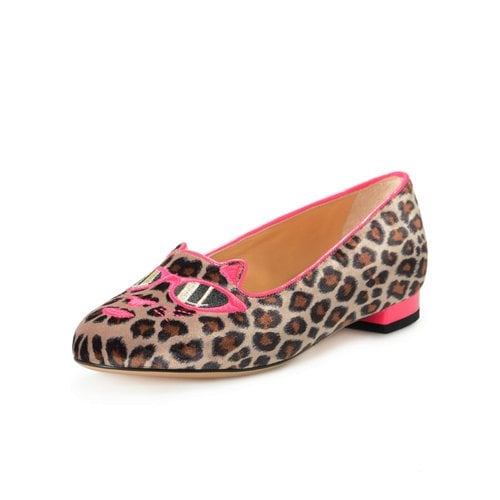 Pre-owned Charlotte Olympia Leather Ballet Flats In Multicolour
