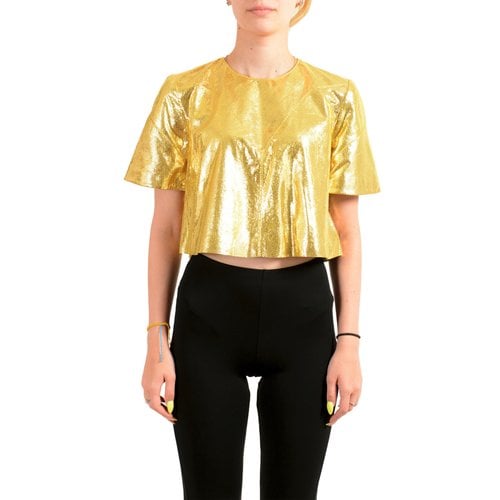 Pre-owned Just Cavalli Leather Blouse In Gold