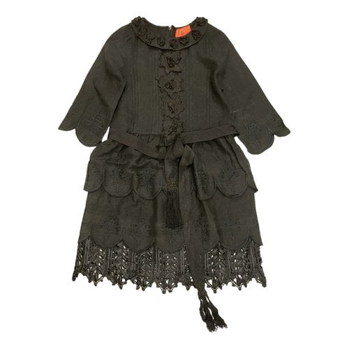 Pre-owned Manoush Linen Mini Dress In Black